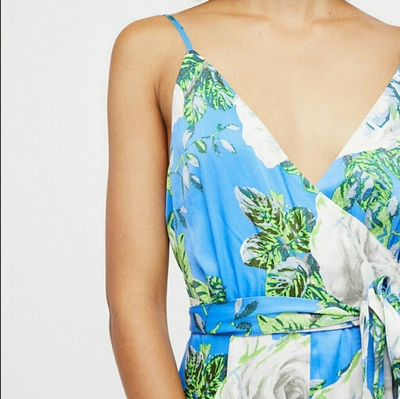 New Free People Cabbage Rose Jumpsuit Romper 4 blu - Picture 5 of 8